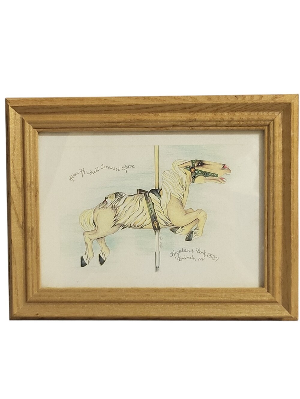Allan Herschell Carousel Horse Watercolor Painting Wall Art 8.5x6.5 Frame Signed